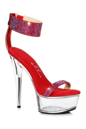 609-ANIKA Stripper Sandal | Red Faux Leather