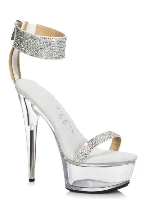 609-ANIKA Stripper Sandal | Silver Faux Leather