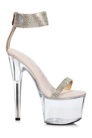 709-ANIKA Stripper Sandal | Gold Rhinestones