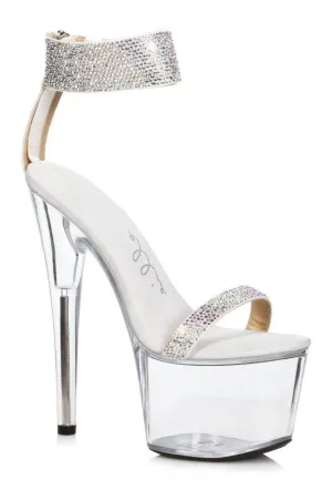709-ANIKA Stripper Sandal | Silver Rhinestones