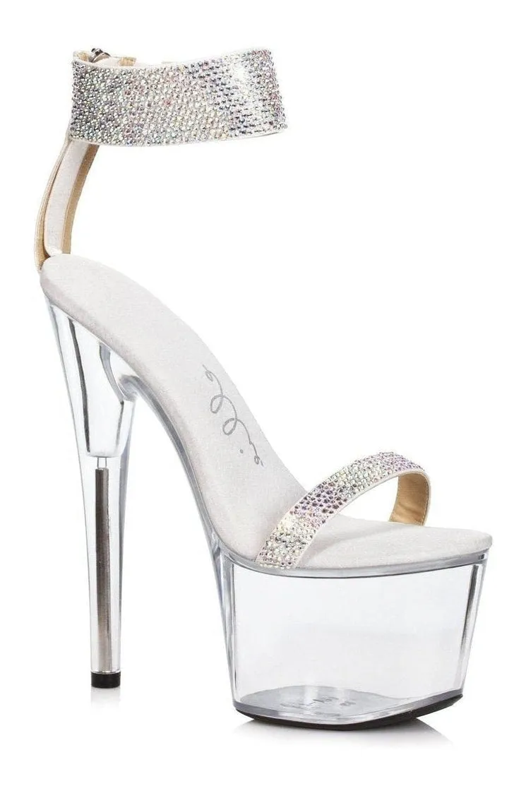709-ANIKA Stripper Sandal | Silver Rhinestones