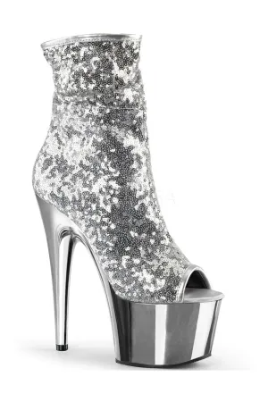 ADORE-1008SQ Platform Boot  | Silver Sequins