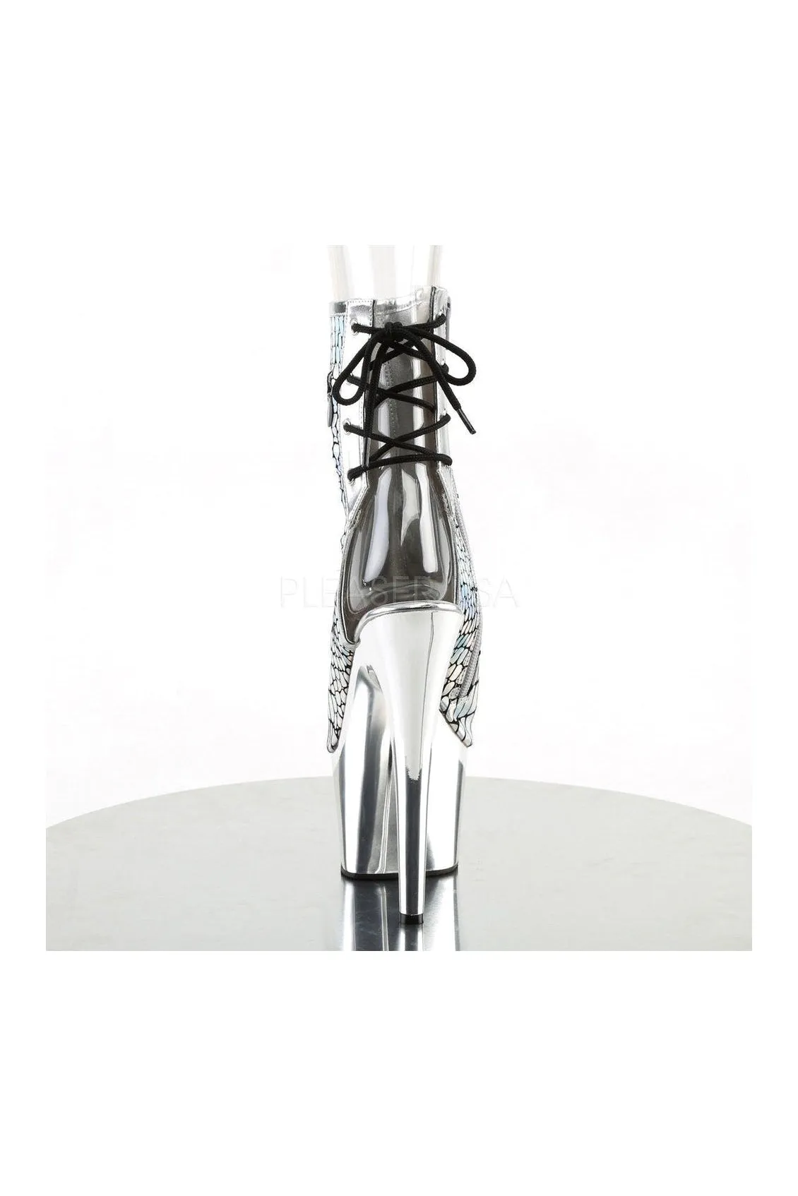 ADORE-1018HG Platform Boot  | Silver Faux Leather