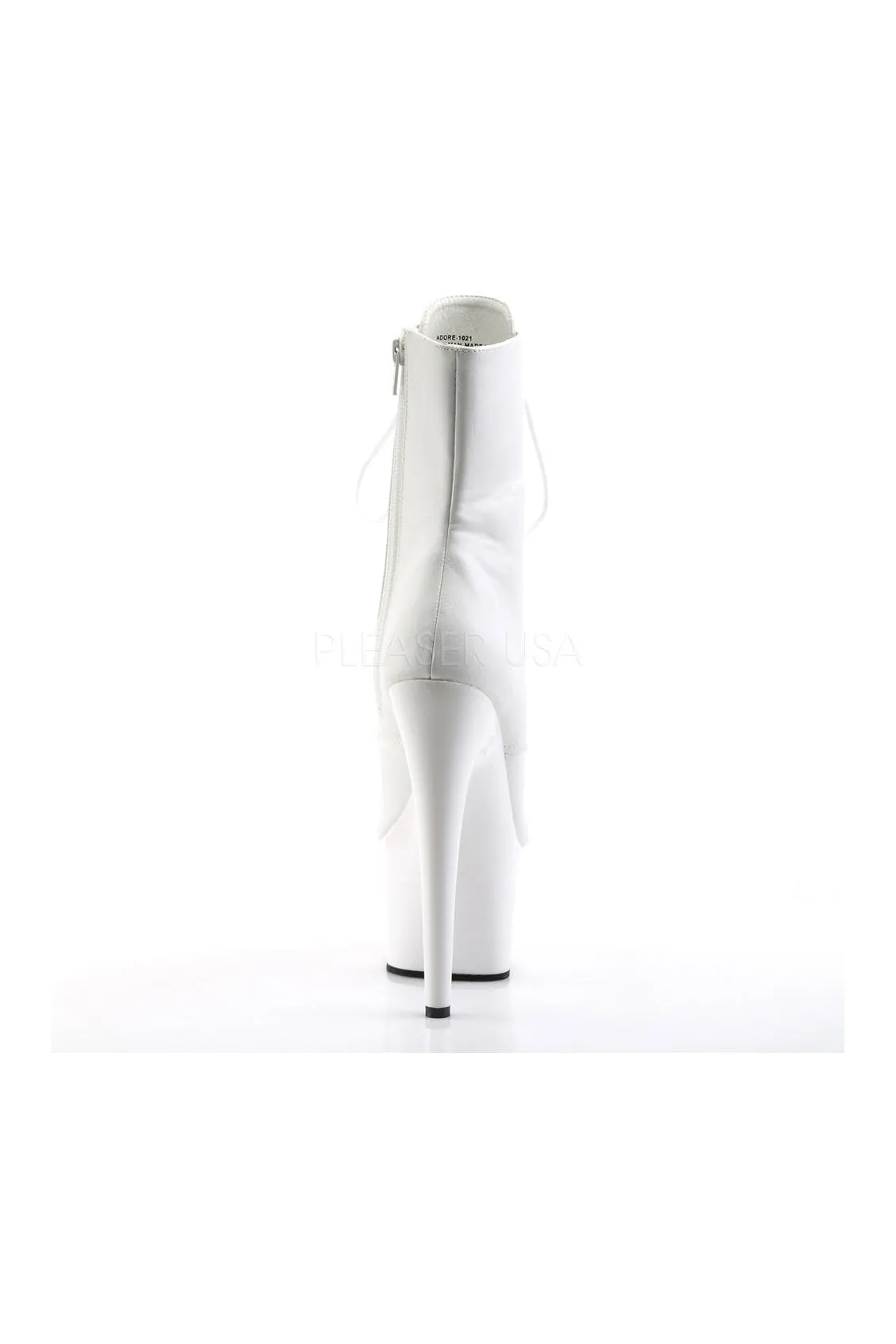 ADORE-1021 Platform Boot  | White Faux Leather