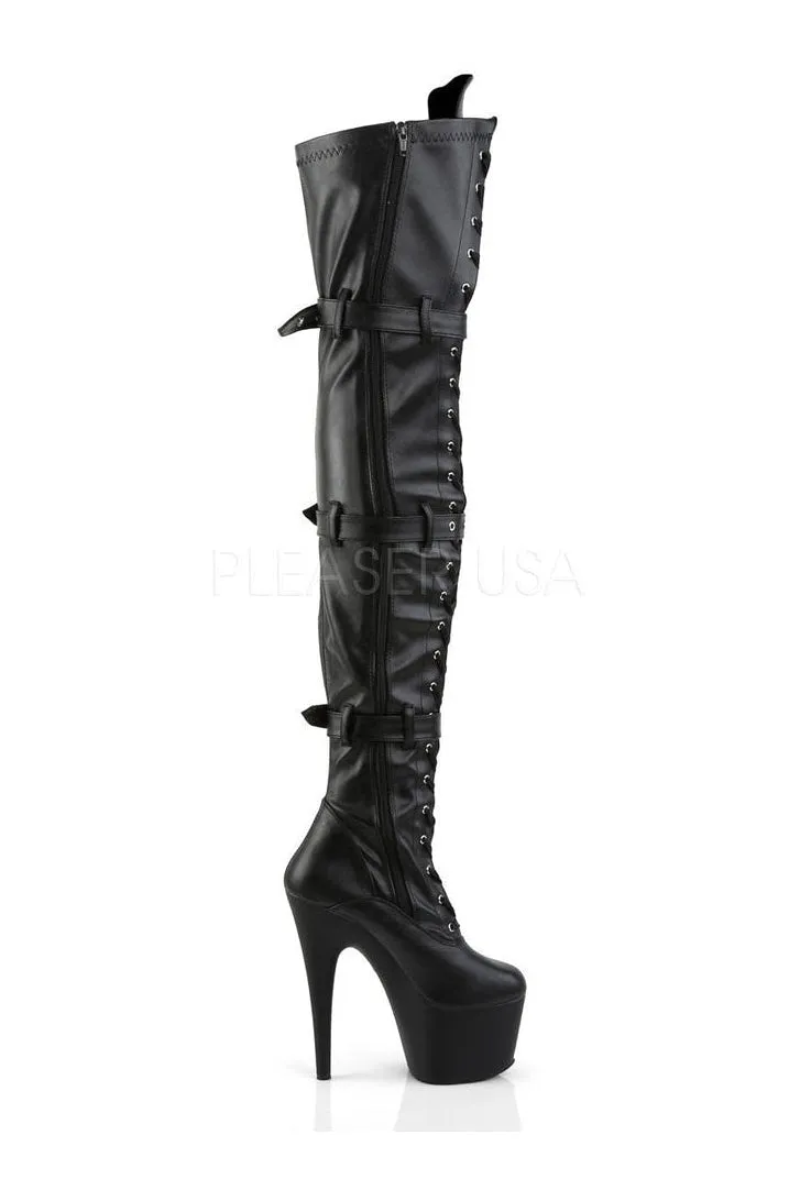 ADORE-3028 Platform Boot  | Black Faux Leather