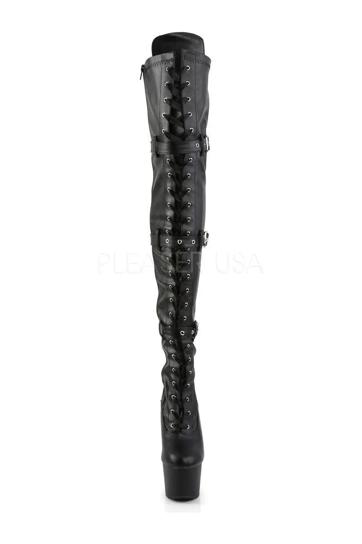 ADORE-3028 Platform Boot  | Black Faux Leather