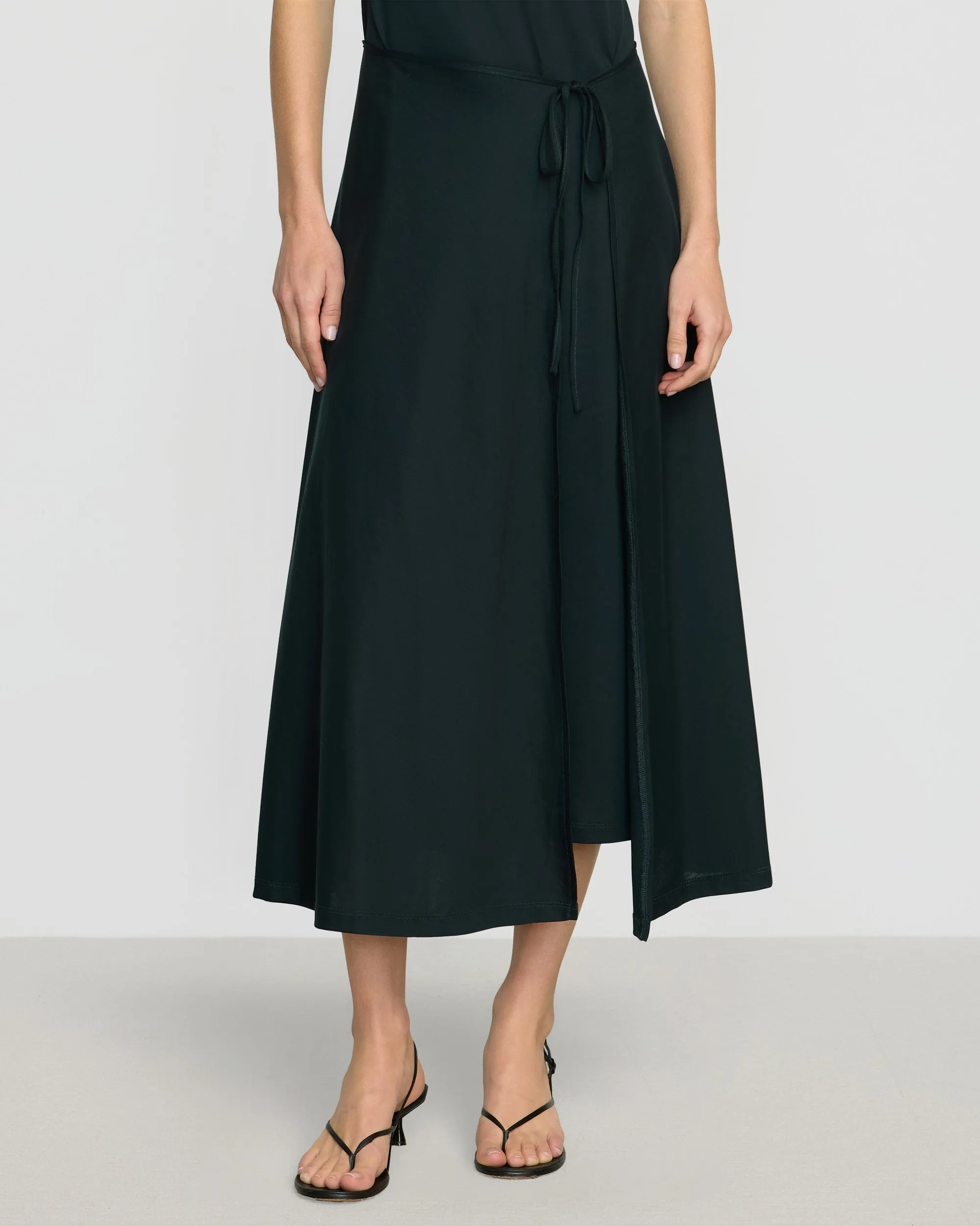 Amelia Asymmetric-Neck Wrap Dress