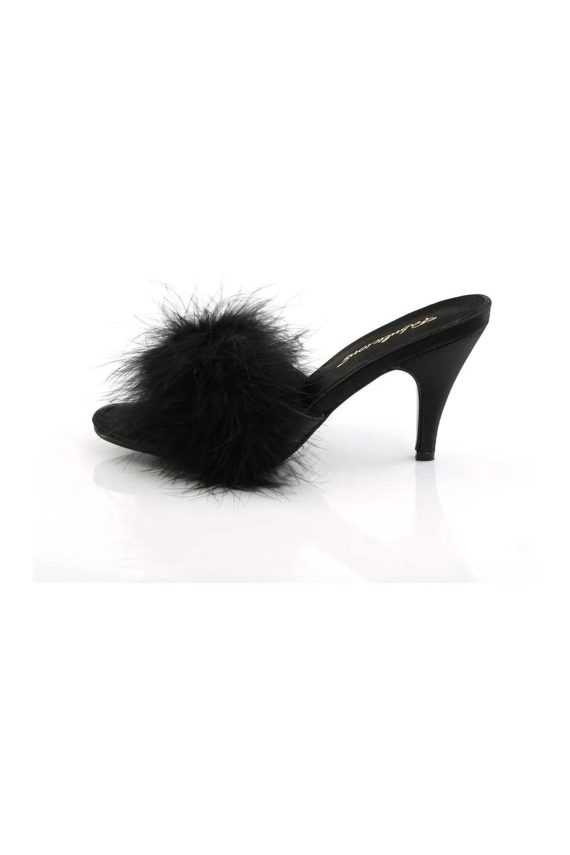 AMOUR-03 Slide | Black Genuine Satin