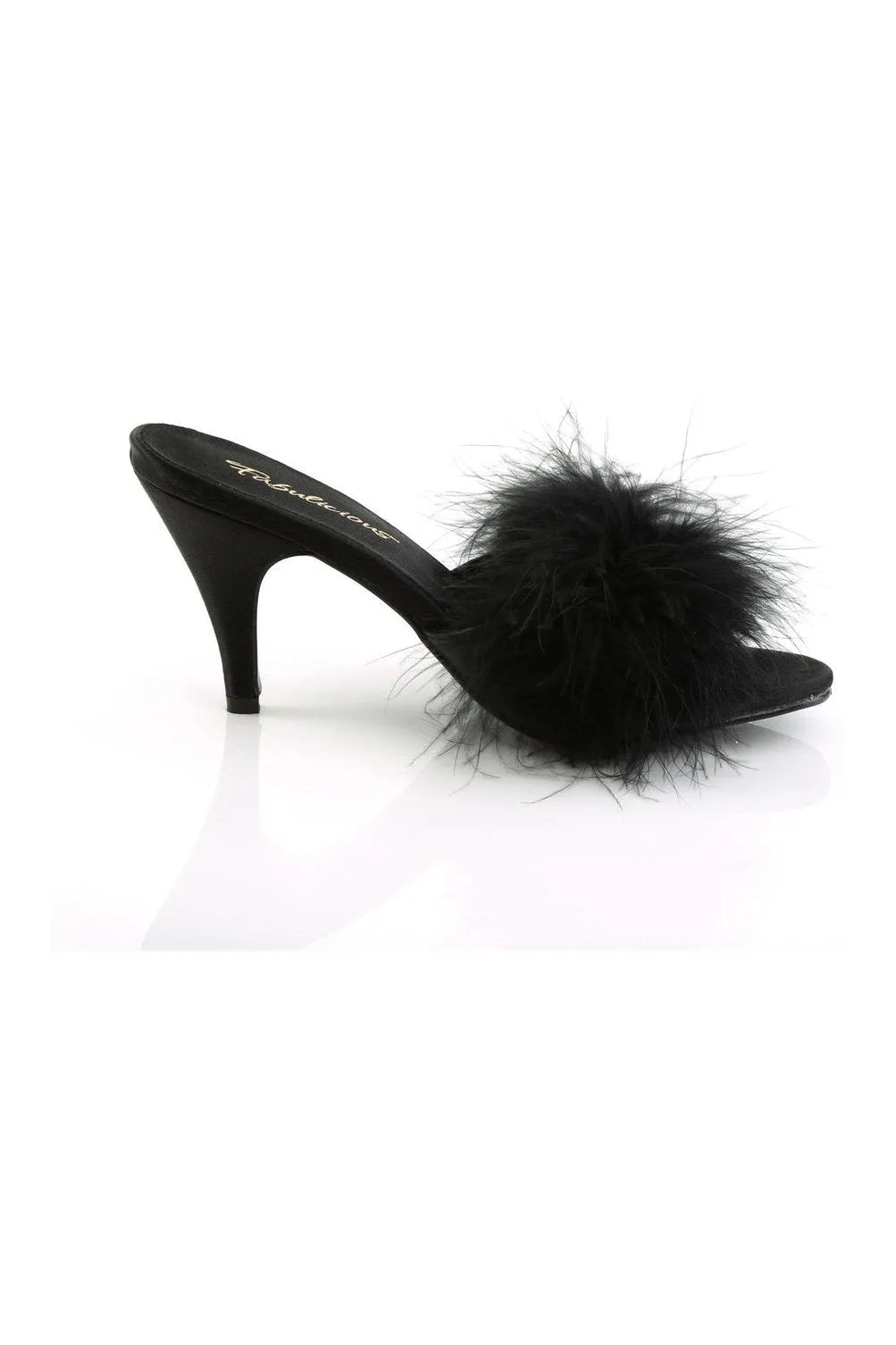 AMOUR-03 Slide | Black Genuine Satin