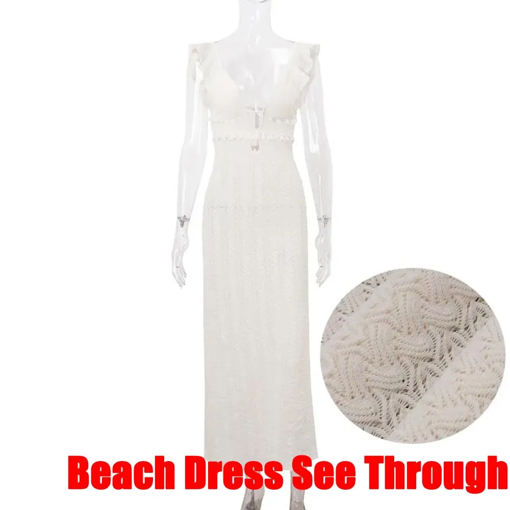 Apricot Hollow Out Sexy Maxi Dress