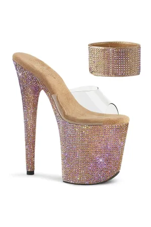 BEJEWELED-812RS Exotic Sandal | Rose Gold Vinyl