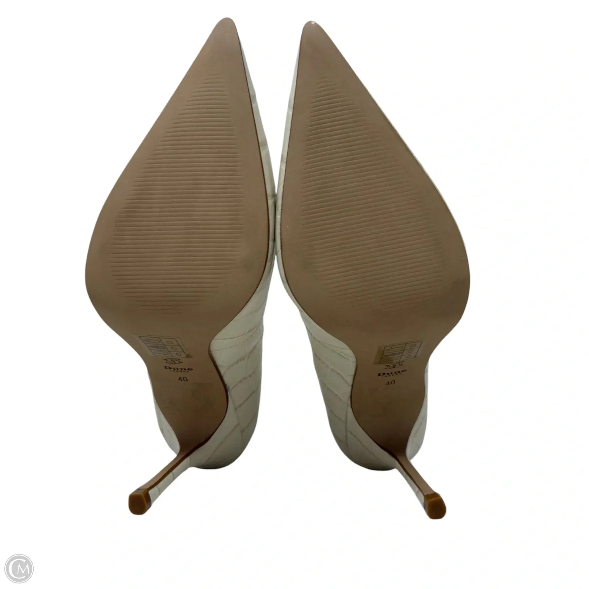 Bento Crocodile Embossed Leather Dress Pumps By Dune London In Cream, Size: 10/40