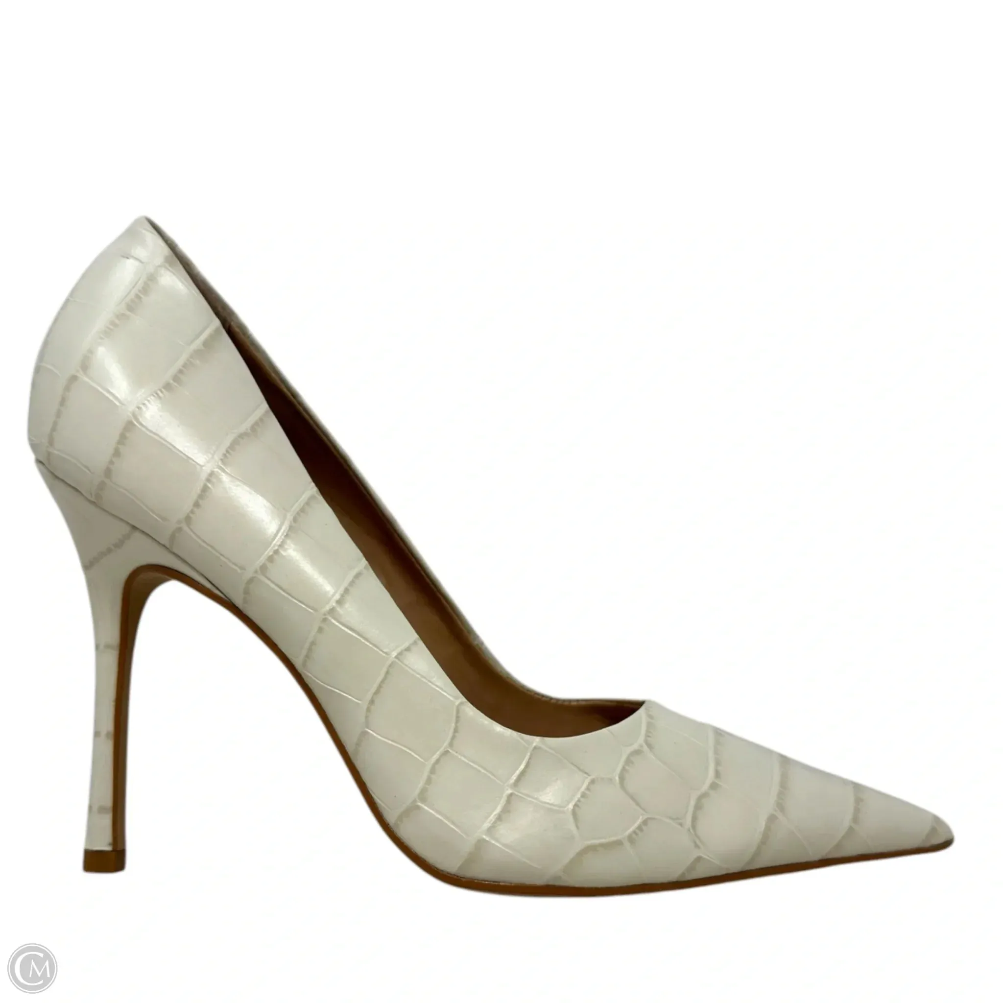 Bento Crocodile Embossed Leather Dress Pumps By Dune London In Cream, Size: 10/40