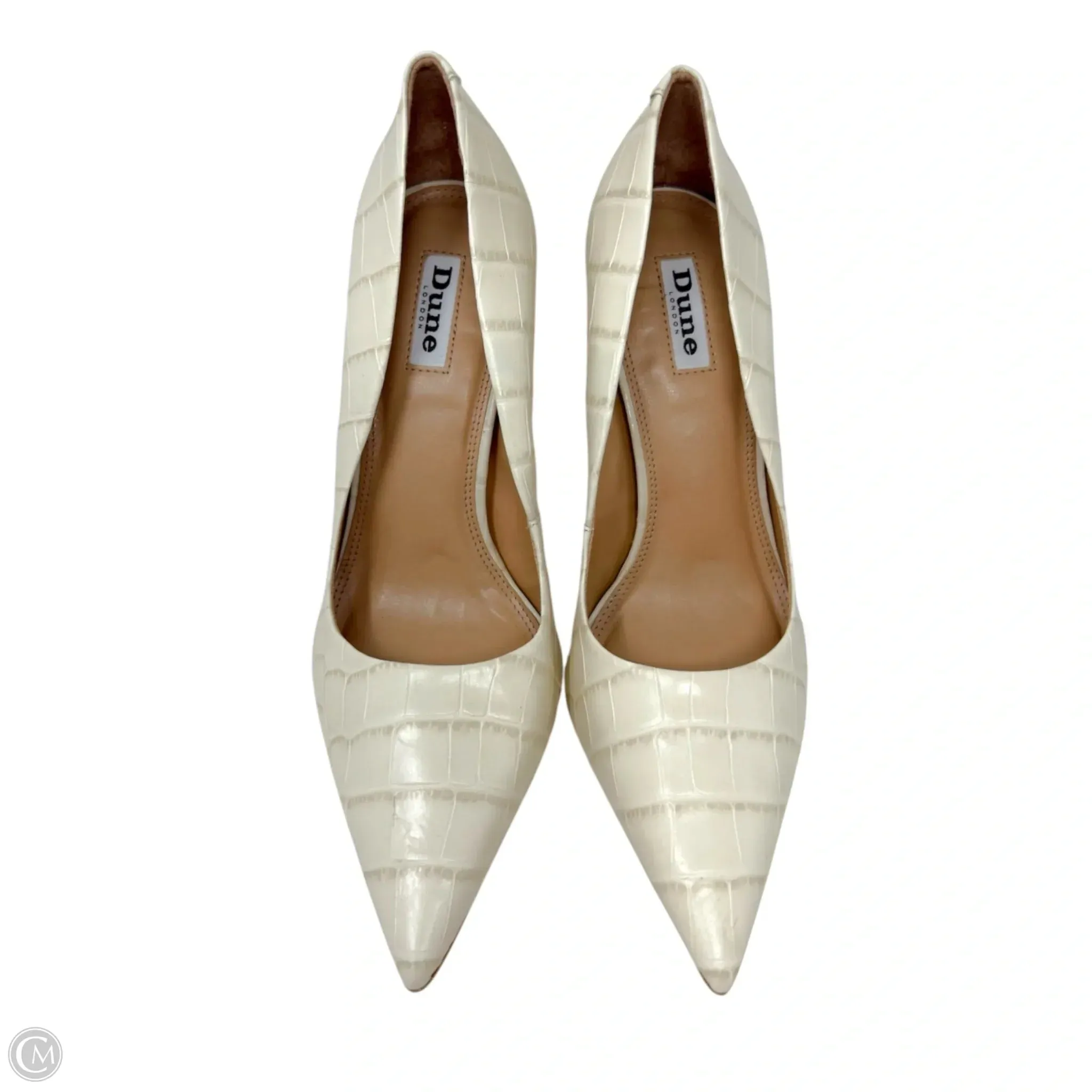 Bento Crocodile Embossed Leather Dress Pumps By Dune London In Cream, Size: 10/40