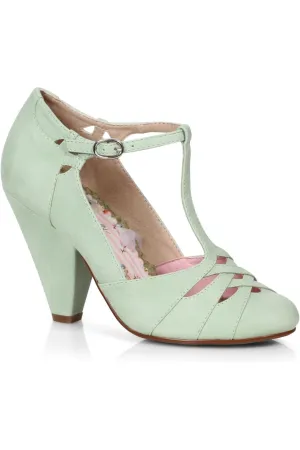 Bettie Page Laura Pump | Green Faux Leather