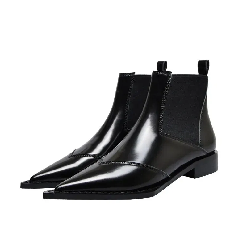 Black Ankle Boots Low Heel Women