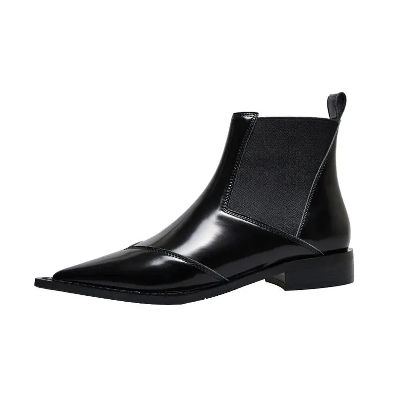 Black Ankle Boots Low Heel Women