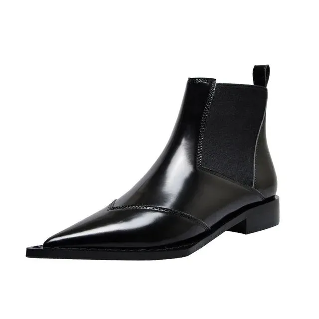 Black Ankle Boots Low Heel Women