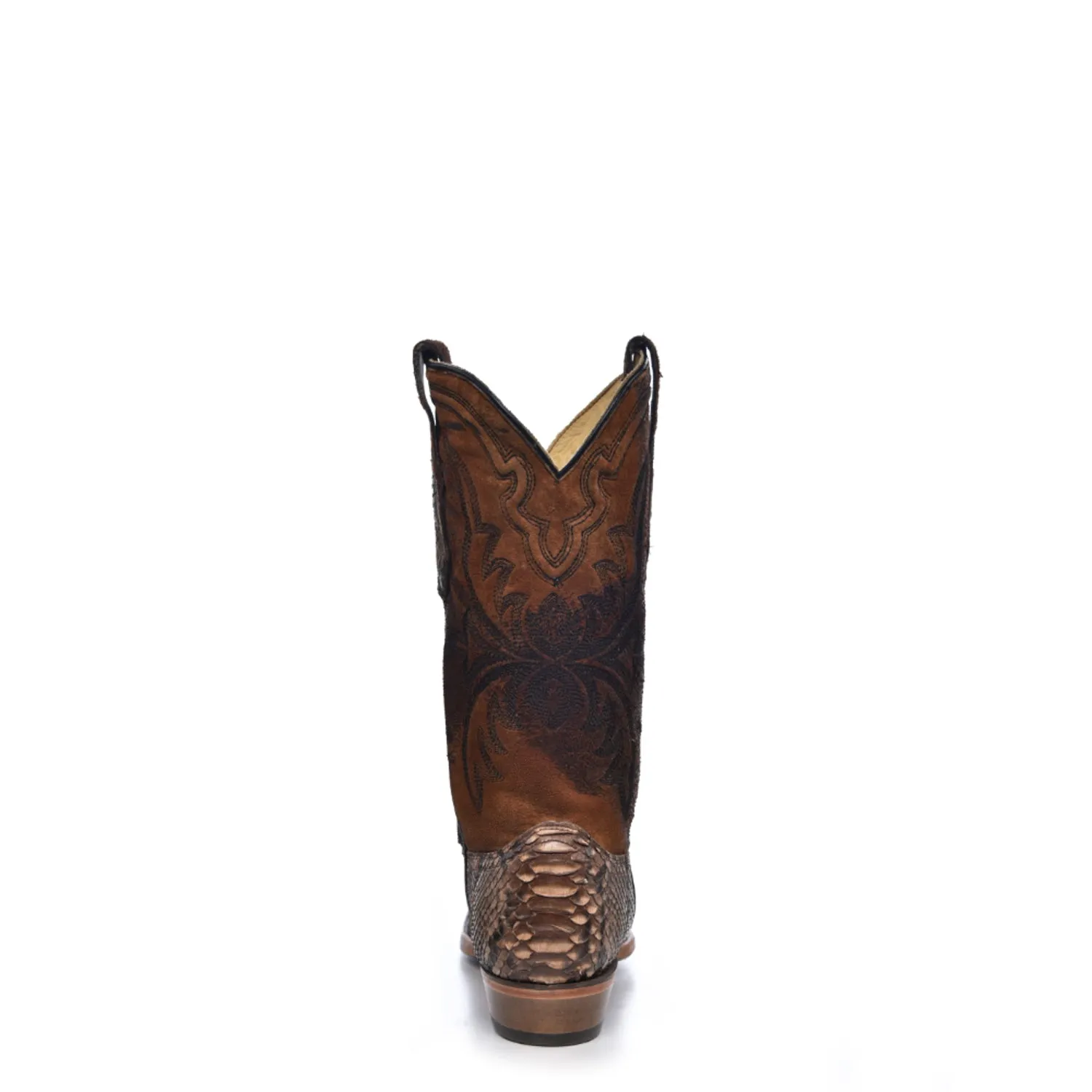 Corral Mens Embroidery Lamb Snip Toe Brown Python 12in Cowboy Boots 15 D