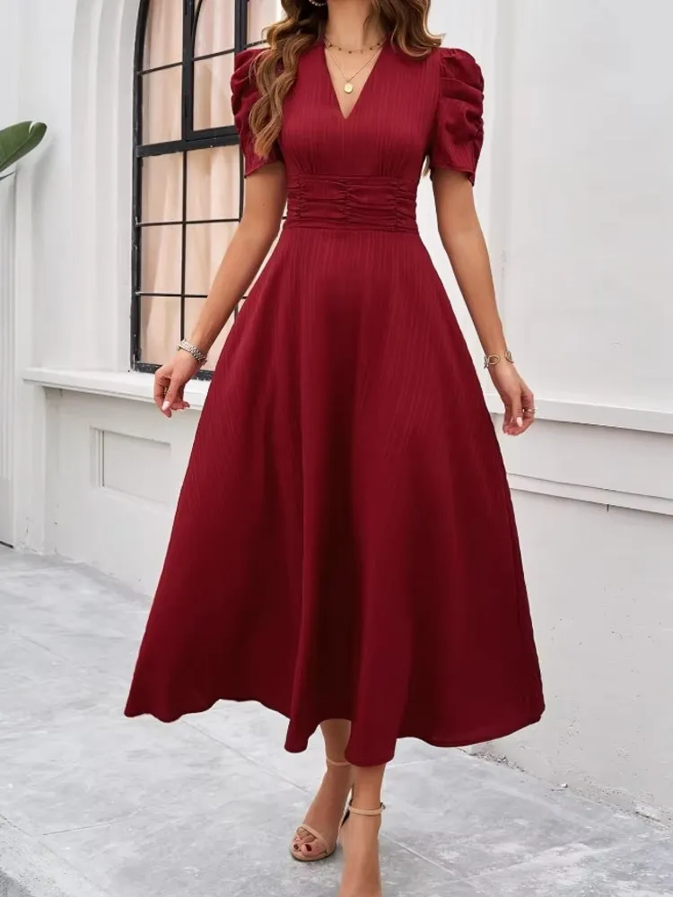 Elegance of High-Waisted Solid Color Dresses for Summer