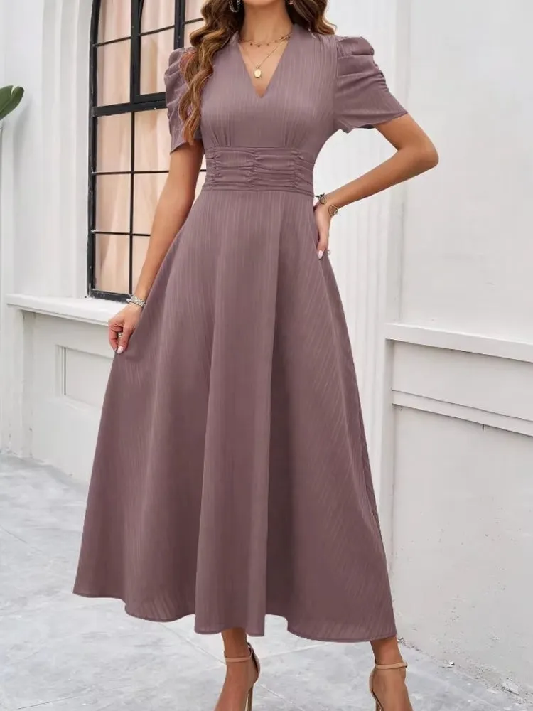 Elegance of High-Waisted Solid Color Dresses for Summer
