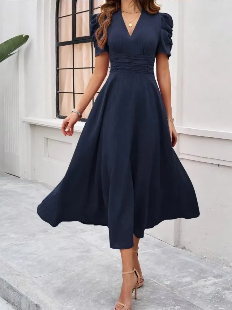 Elegance of High-Waisted Solid Color Dresses for Summer
