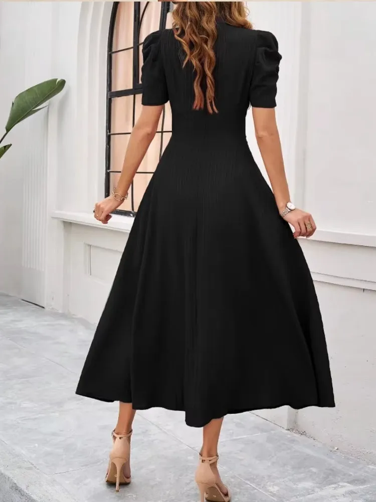 Elegance of High-Waisted Solid Color Dresses for Summer