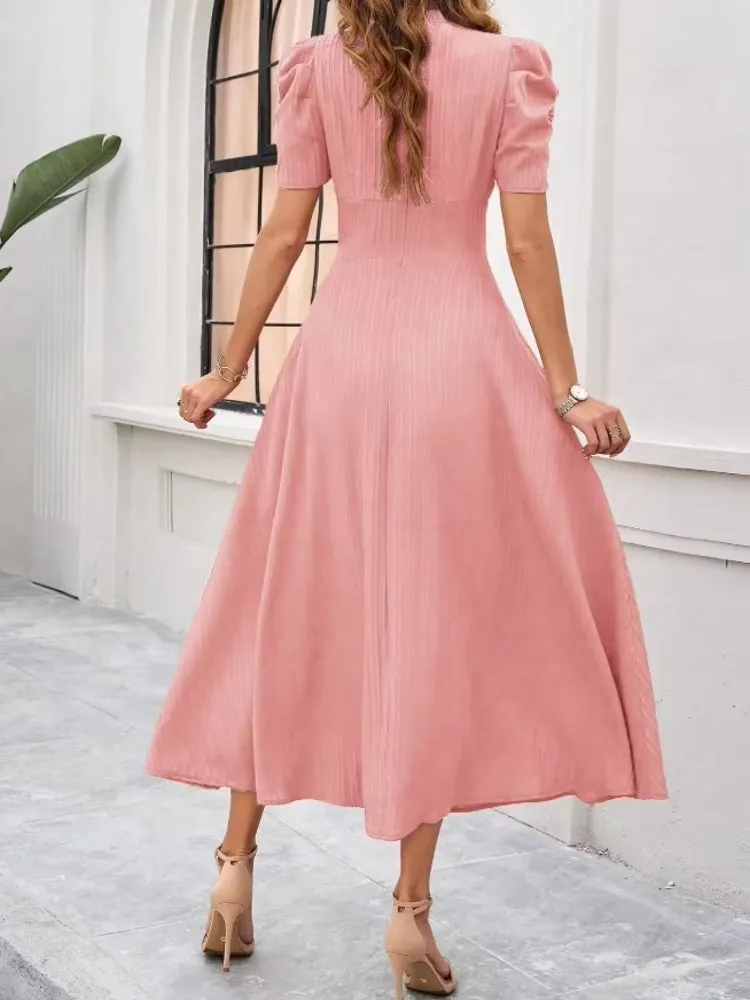 Elegance of High-Waisted Solid Color Dresses for Summer