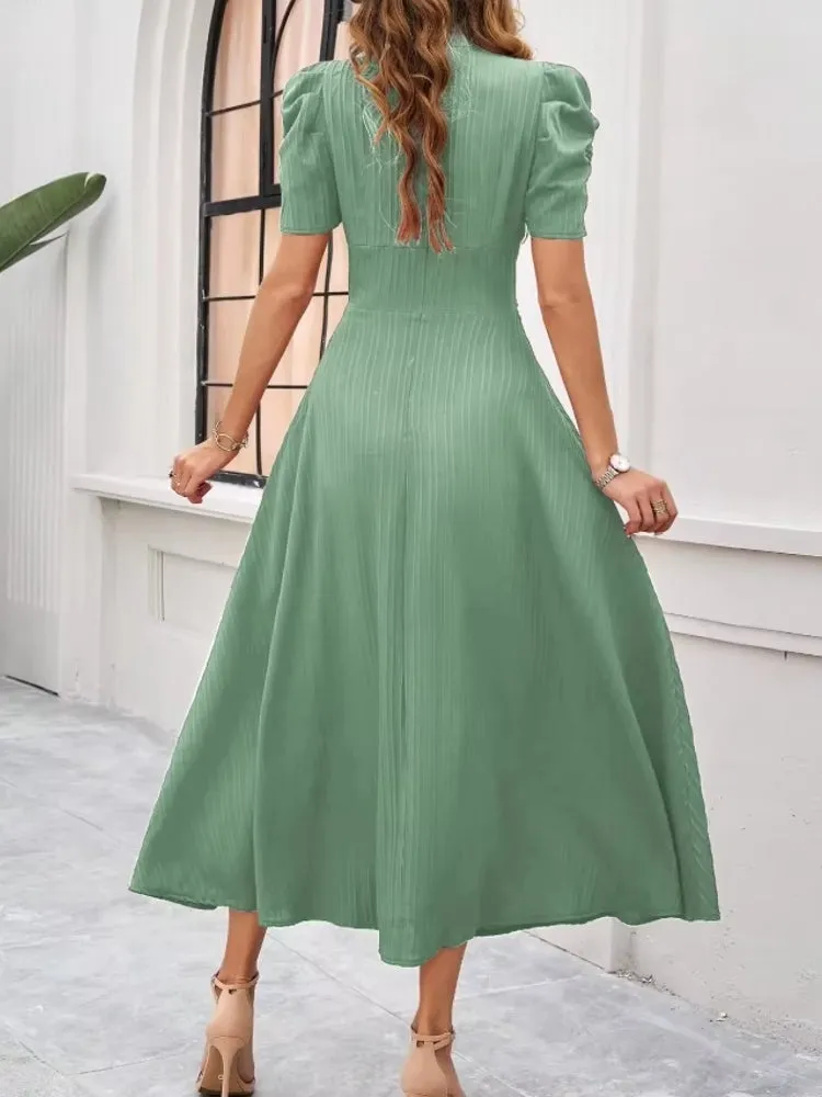 Elegance of High-Waisted Solid Color Dresses for Summer