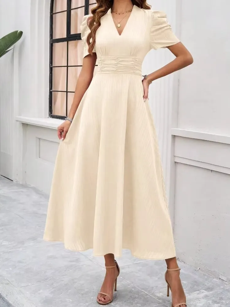 Elegance of High-Waisted Solid Color Dresses for Summer