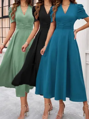 Elegance of High-Waisted Solid Color Dresses for Summer