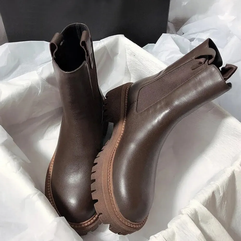 Flat Shoes Martin Boots Woman Boots Solid Lace Up Casual Shoes