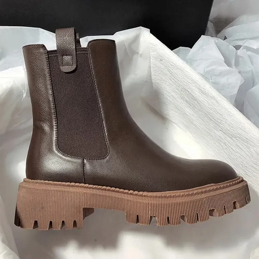 Flat Shoes Martin Boots Woman Boots Solid Lace Up Casual Shoes