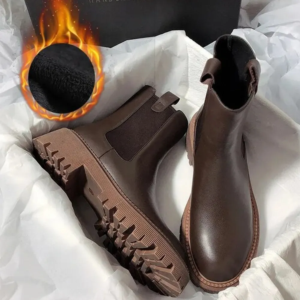 Flat Shoes Martin Boots Woman Boots Solid Lace Up Casual Shoes