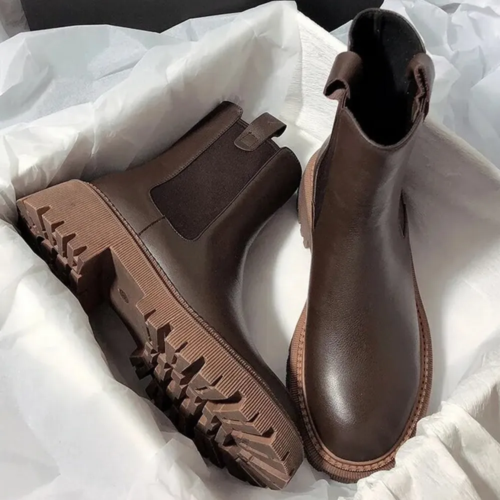Flat Shoes Martin Boots Woman Boots Solid Lace Up Casual Shoes