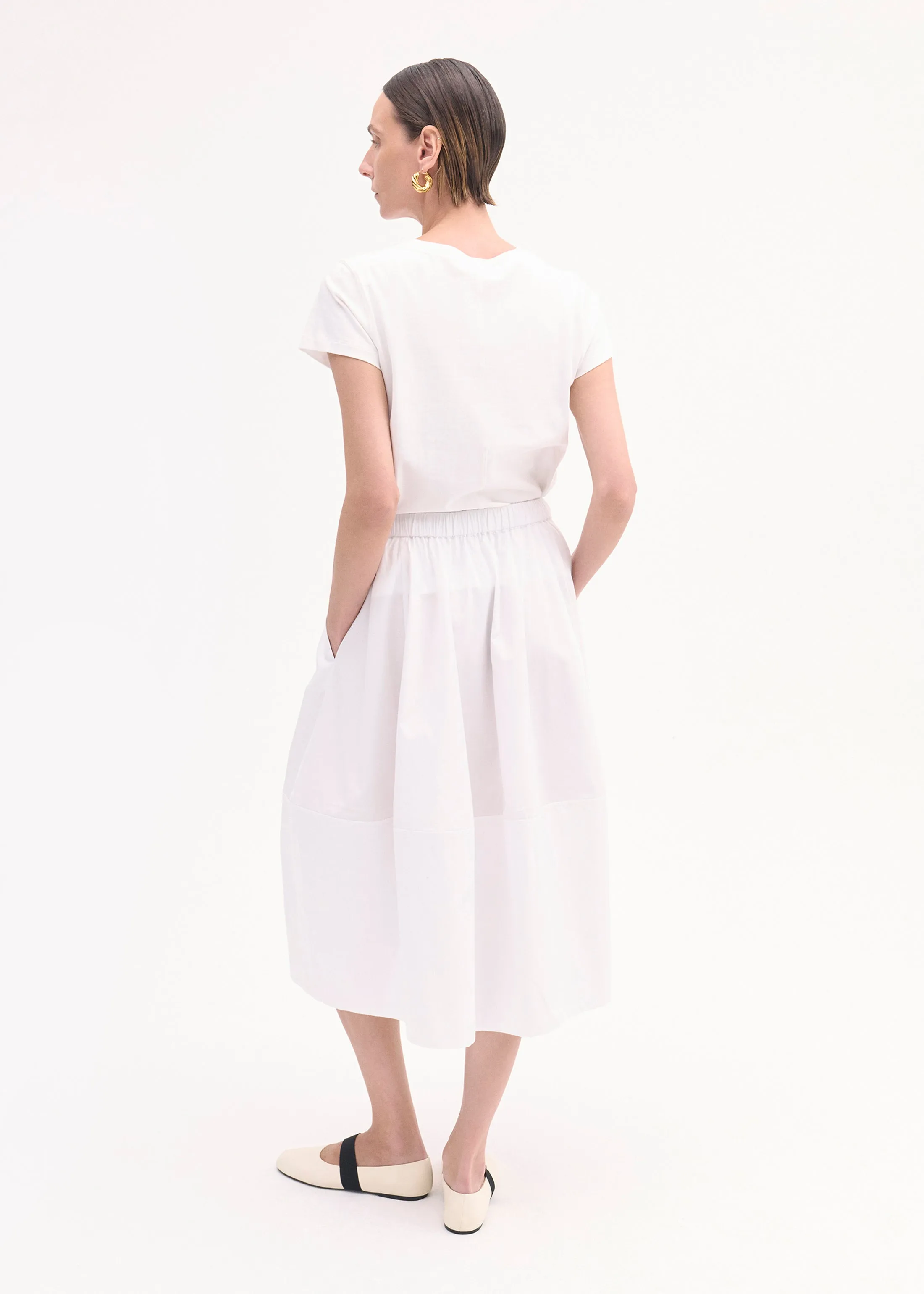 Full Skirt in Cotton Poplin - White