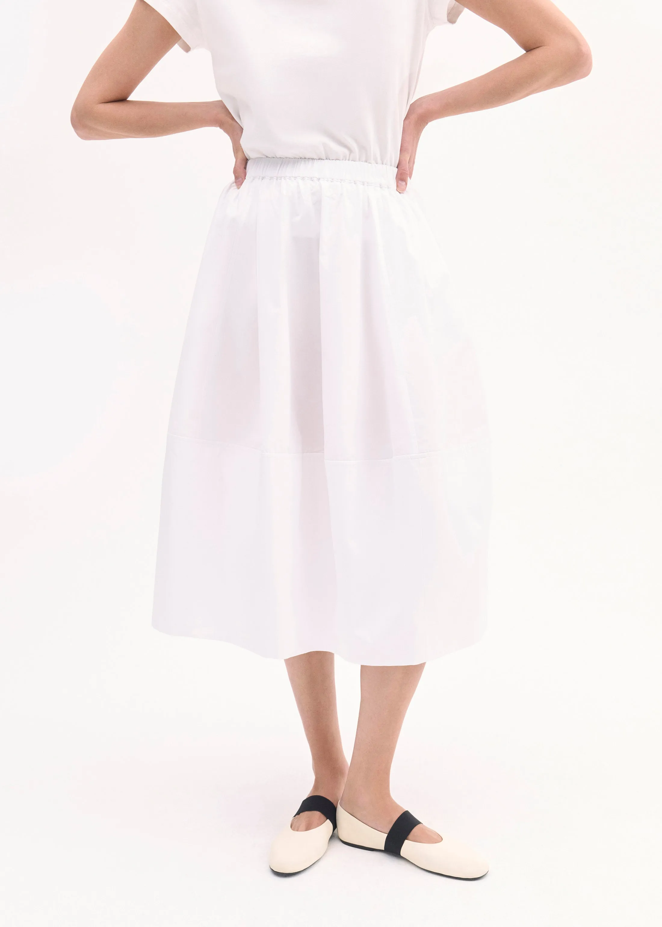 Full Skirt in Cotton Poplin - White