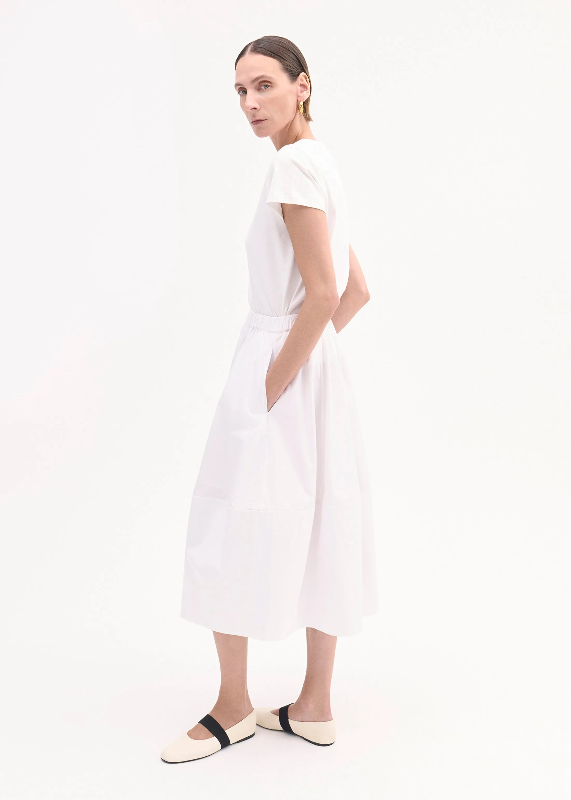 Full Skirt in Cotton Poplin - White
