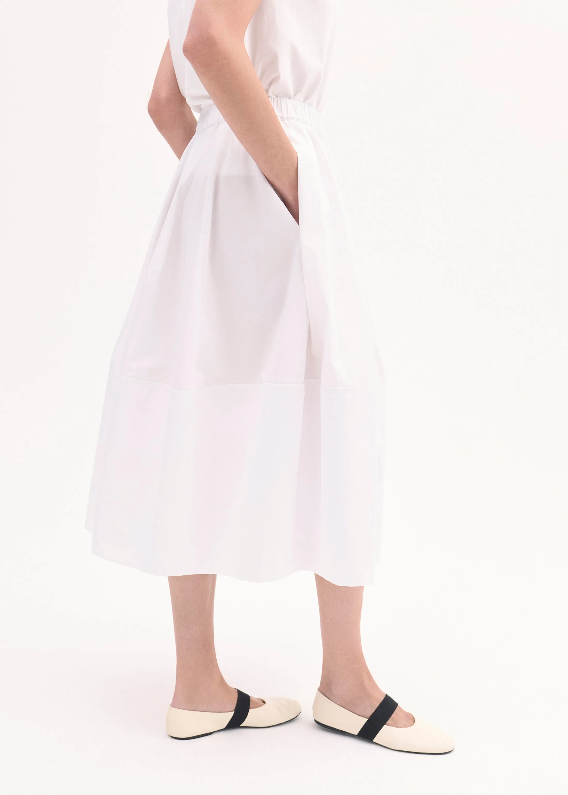 Full Skirt in Cotton Poplin - White