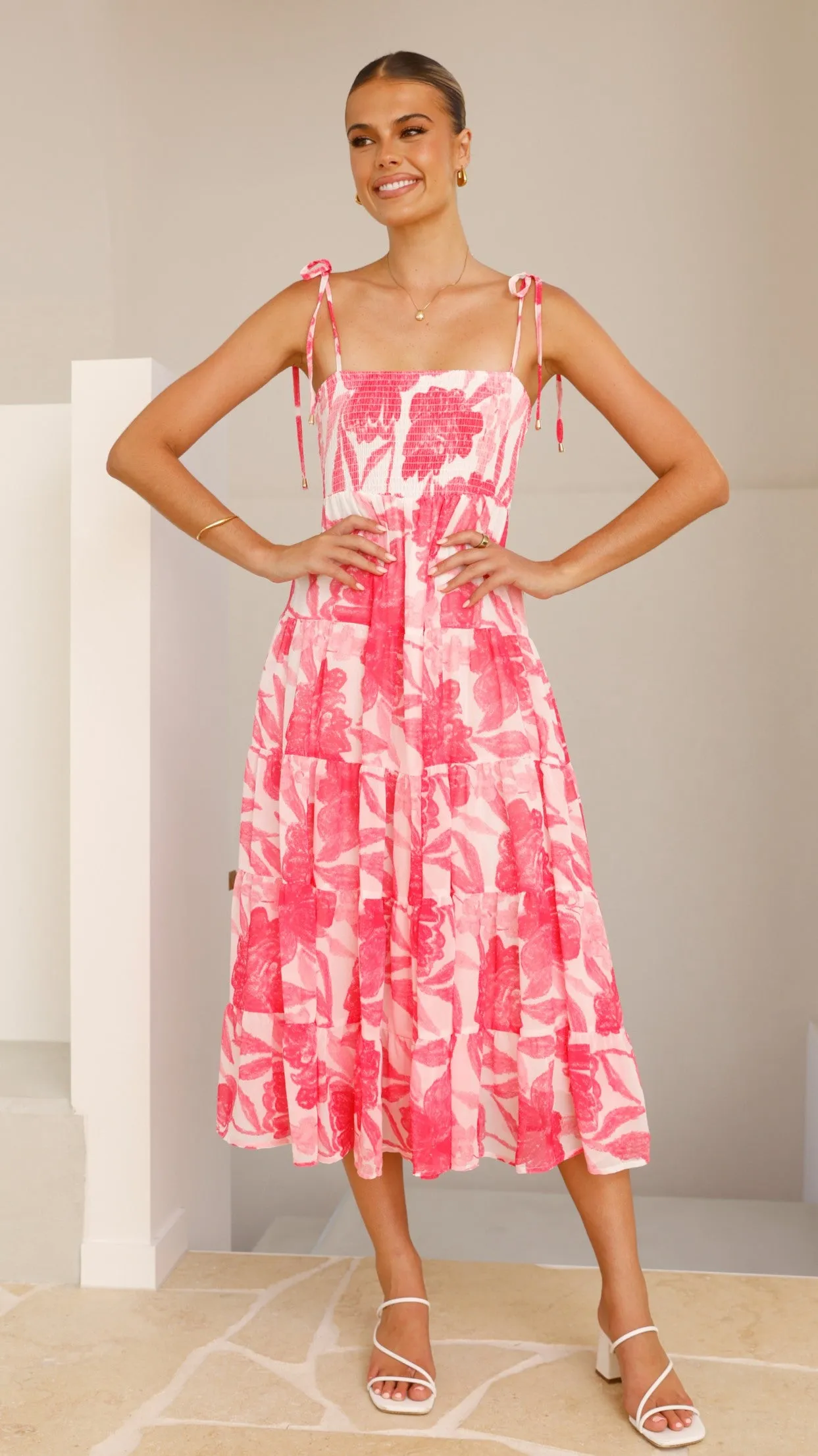 Gwynne Maxi Dress - Pink Print