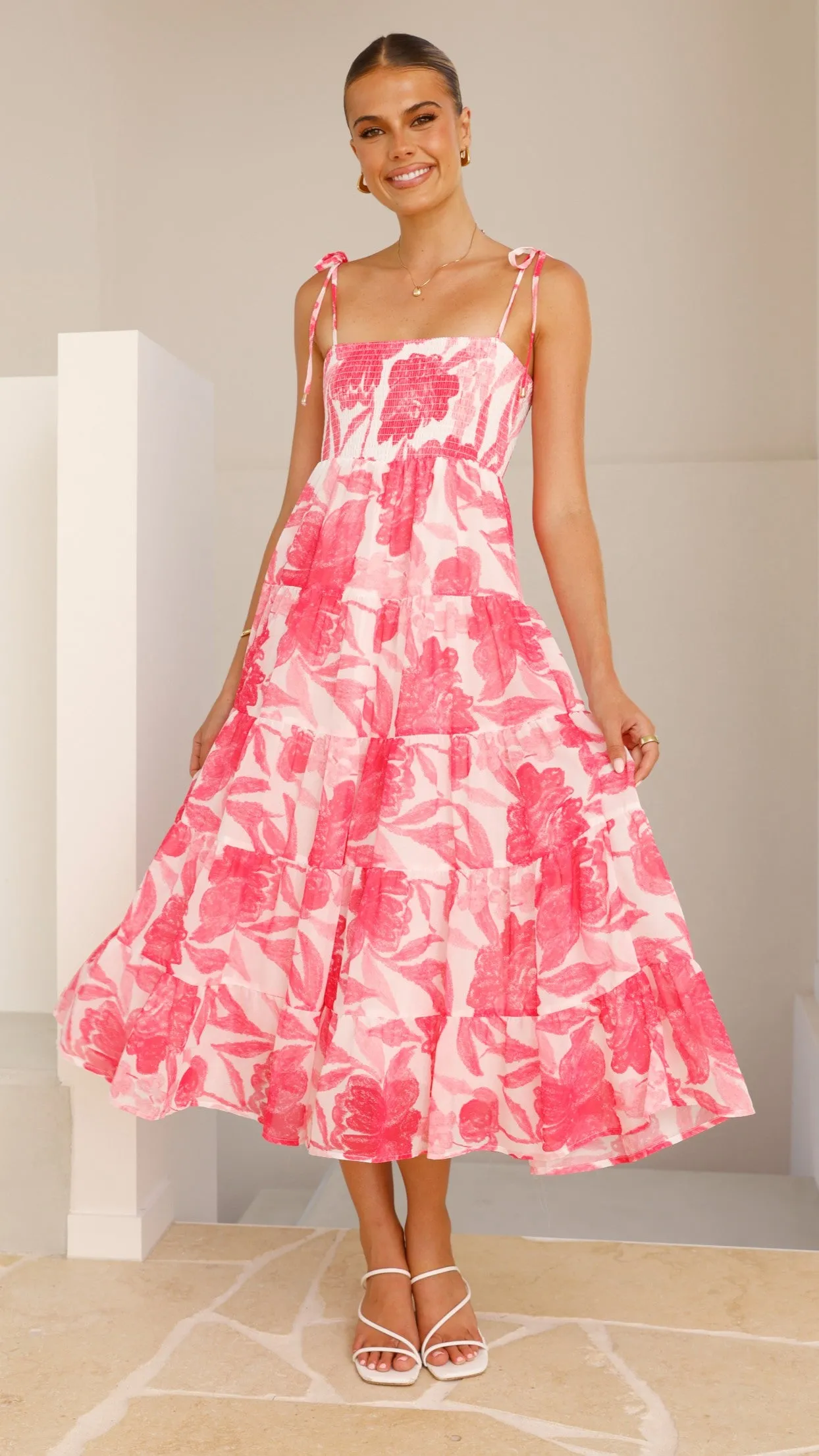 Gwynne Maxi Dress - Pink Print