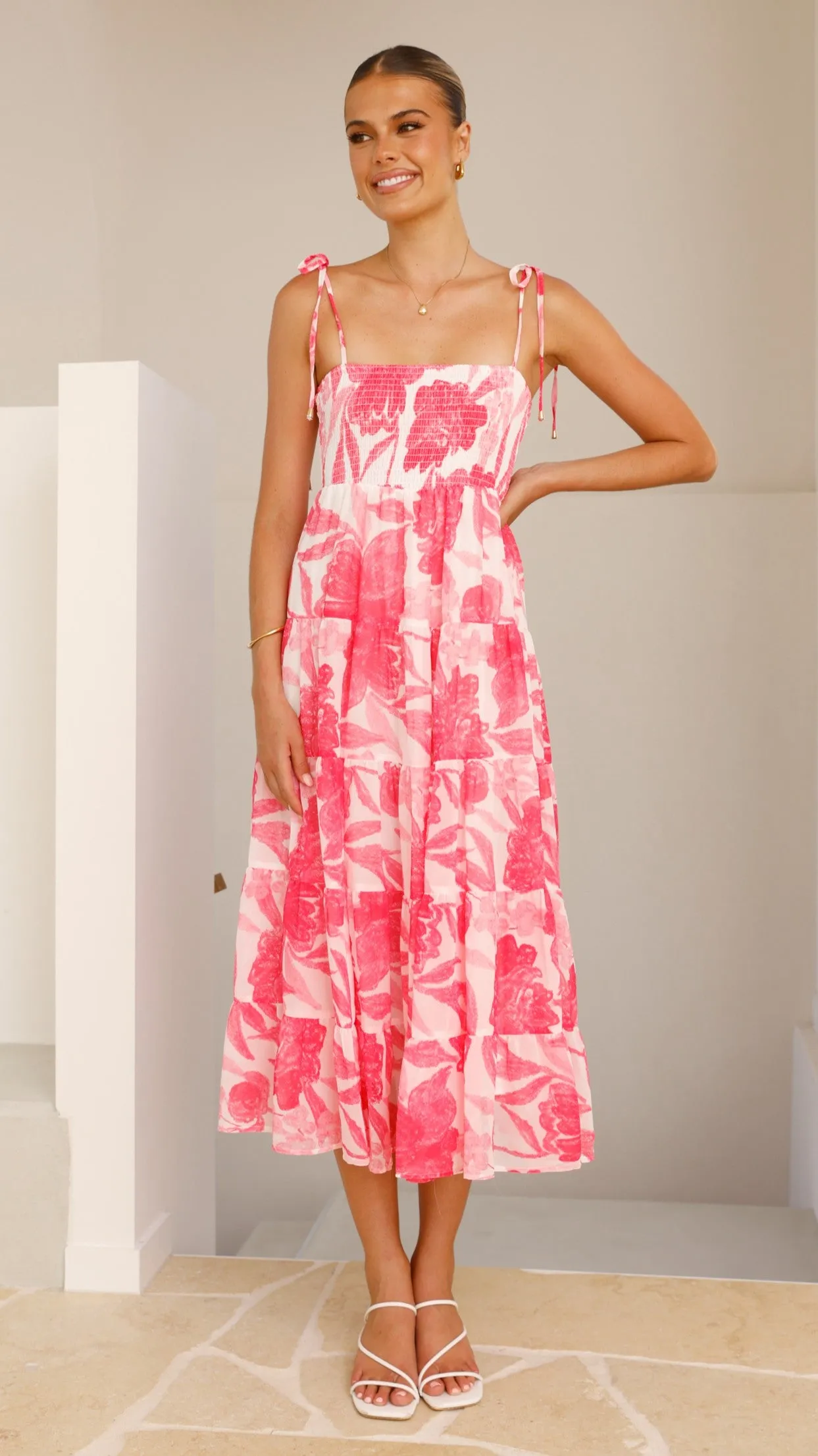 Gwynne Maxi Dress - Pink Print