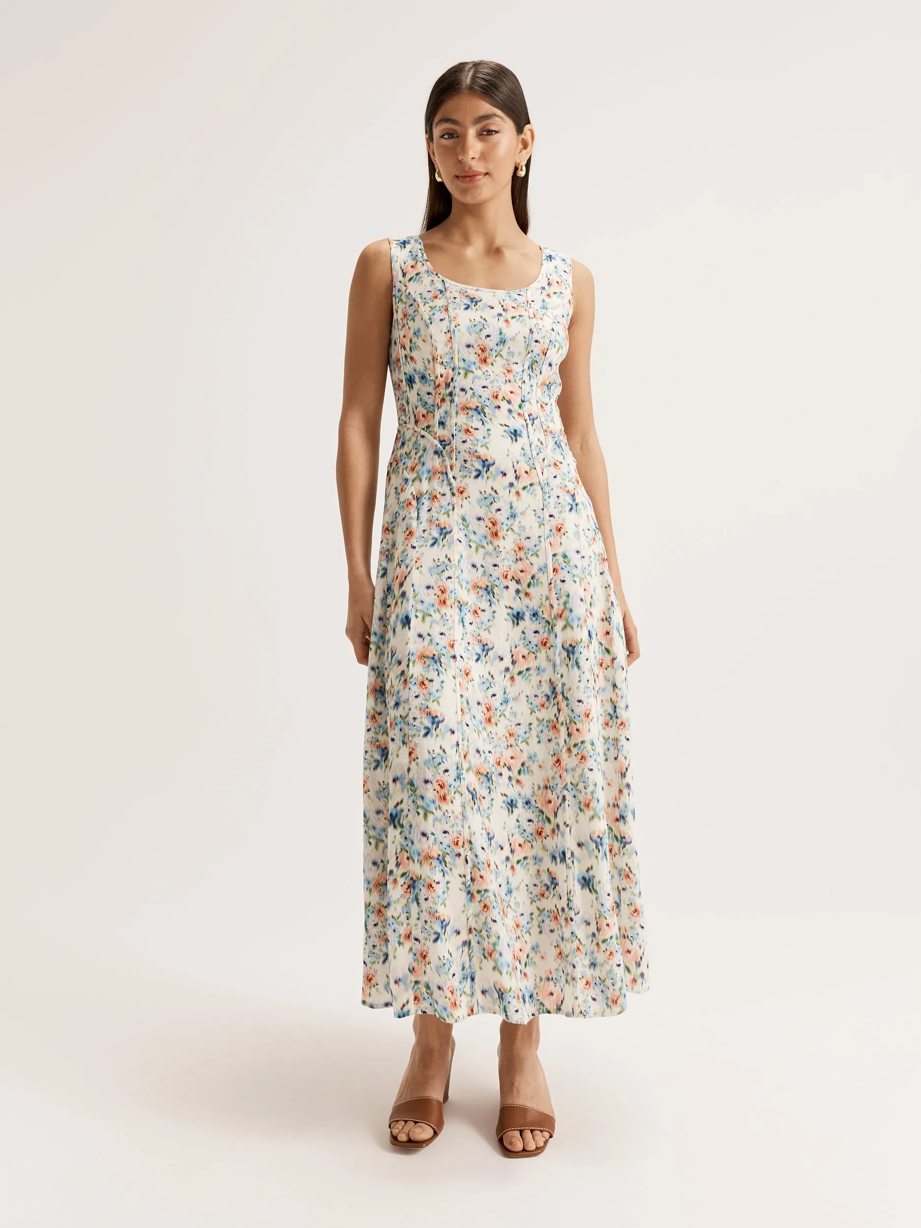 Hazy Floral Panelled Dress