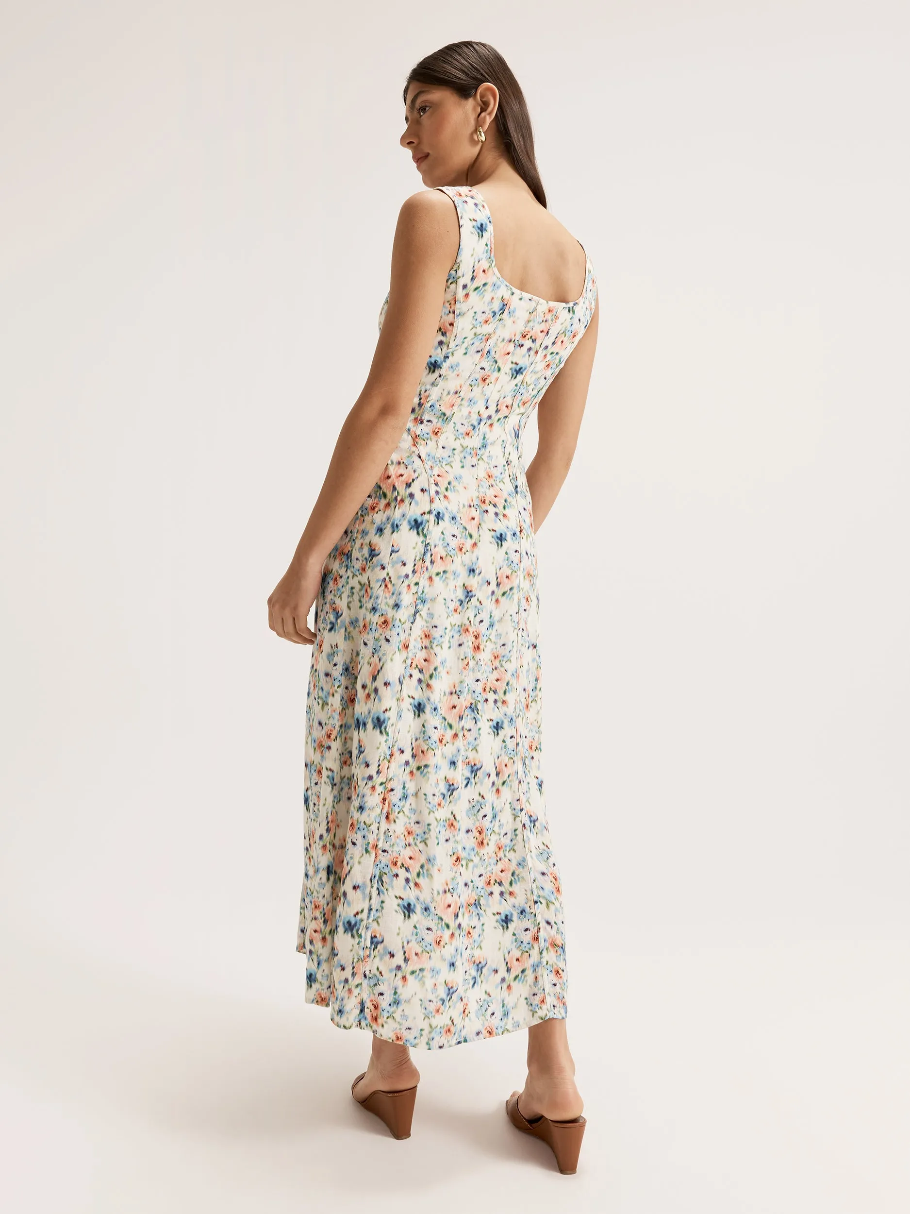 Hazy Floral Panelled Dress