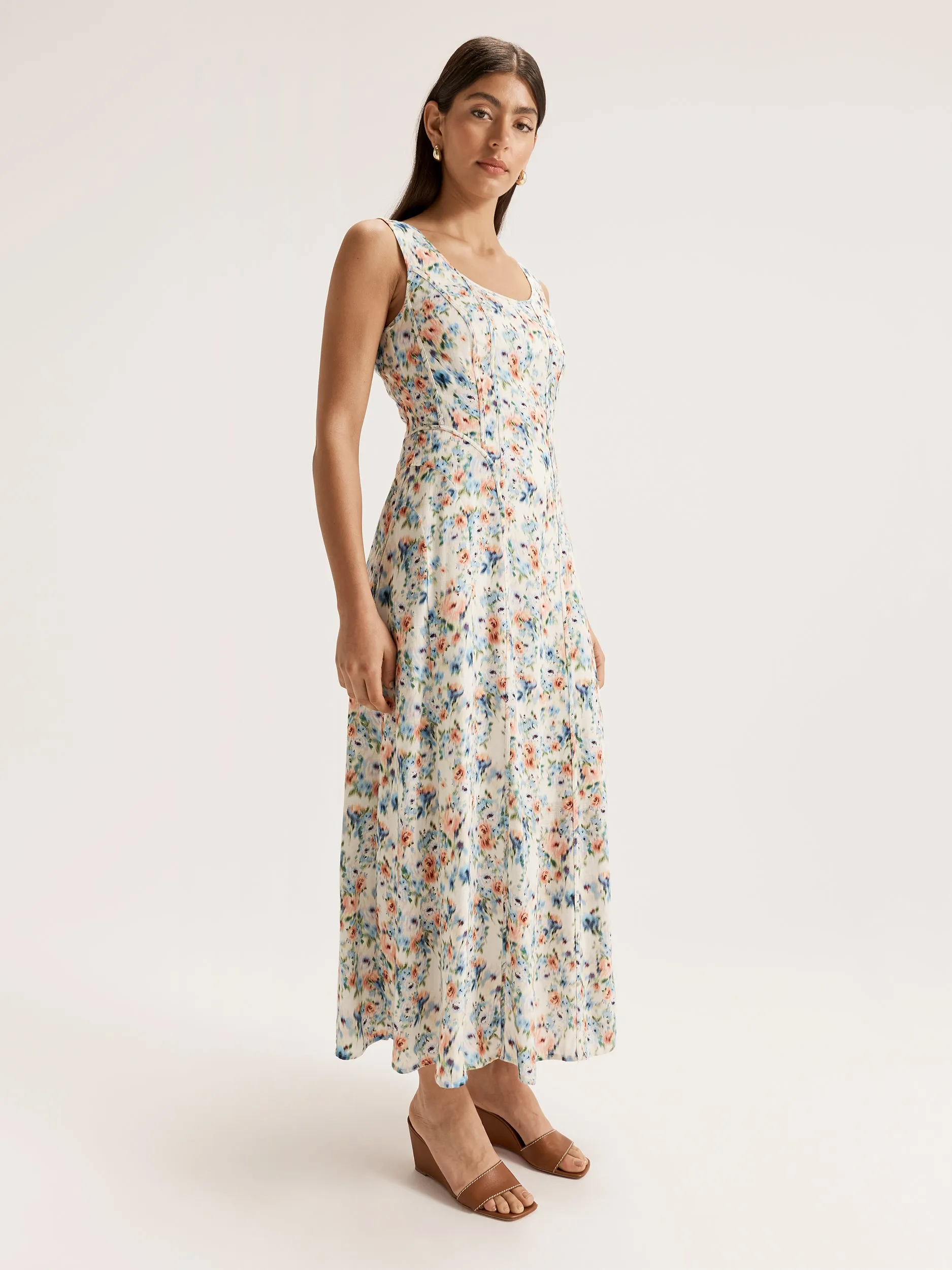 Hazy Floral Panelled Dress
