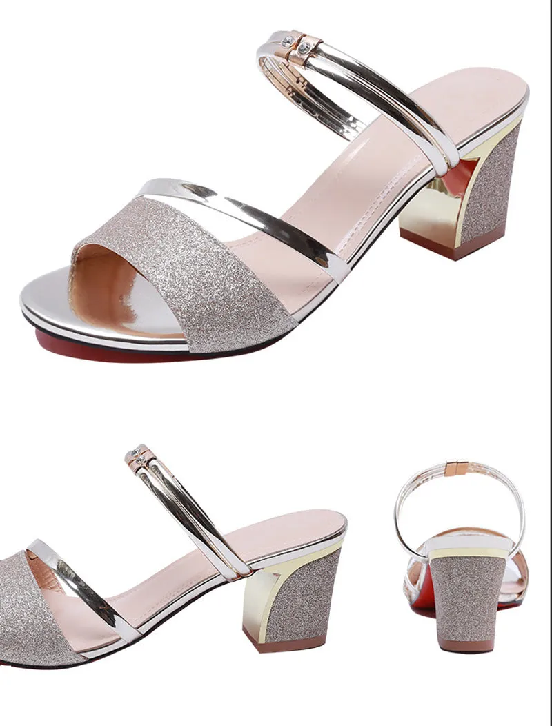 Heel Height 6cm Sandals Women Shoes Chunky Heels Square Heels