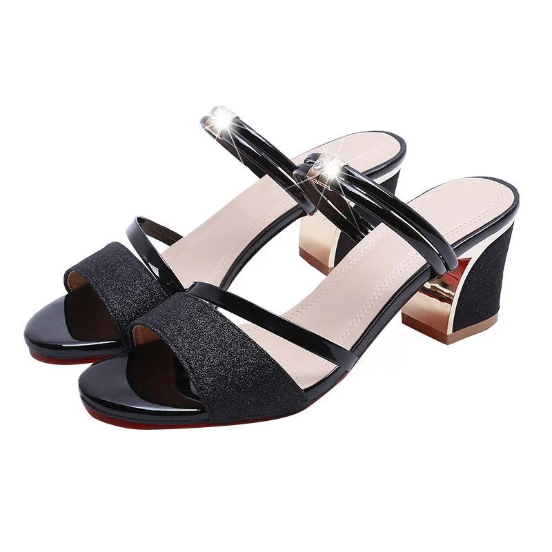 Heel Height 6cm Sandals Women Shoes Chunky Heels Square Heels