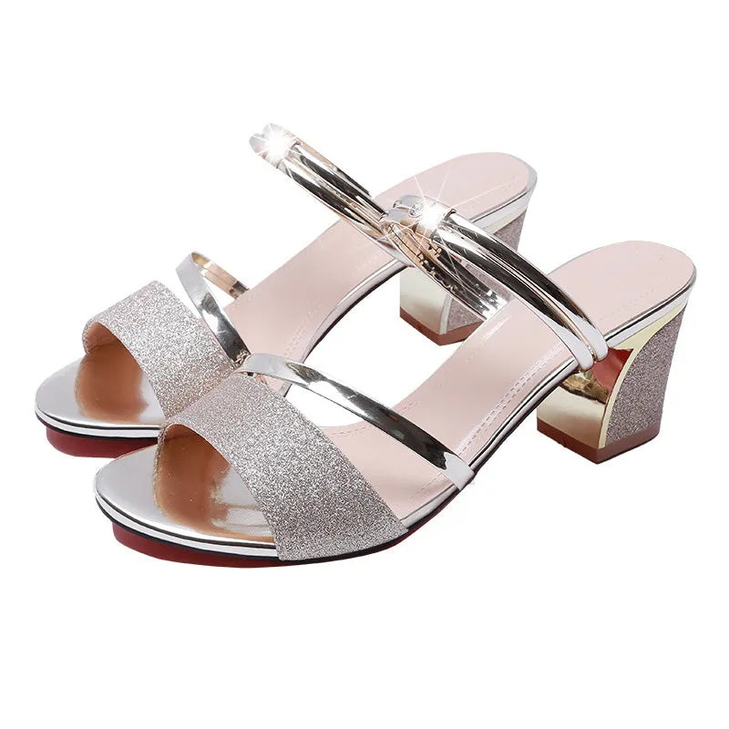 Heel Height 6cm Sandals Women Shoes Chunky Heels Square Heels