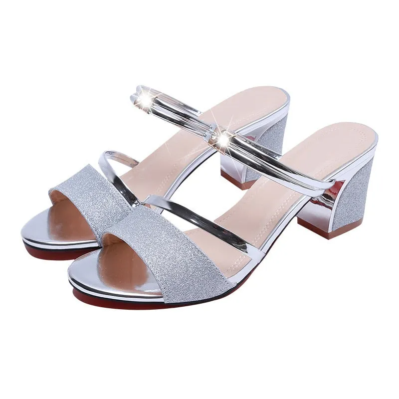 Heel Height 6cm Sandals Women Shoes Chunky Heels Square Heels