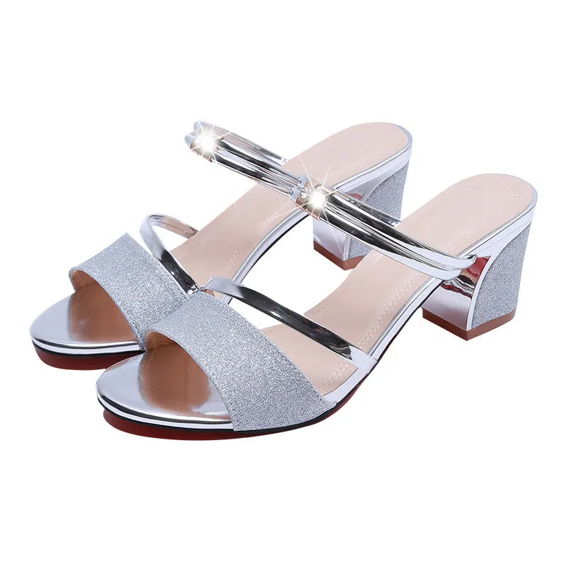 Heel Height 6cm Sandals Women Shoes Chunky Heels Square Heels